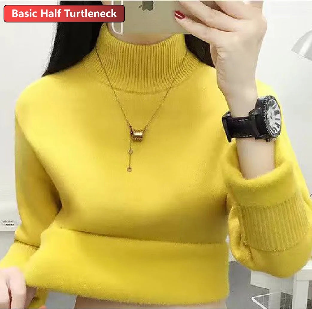 Women's ht yellow turtleneck sweater