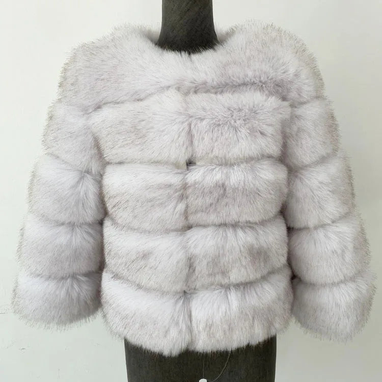 Women's fox color with tip fluffy coat