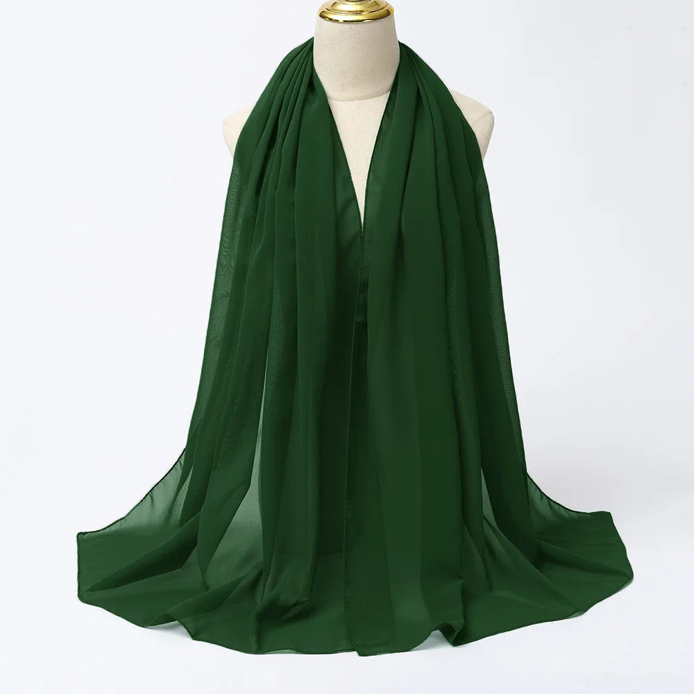 Women's emerald chiffon hijab scarf