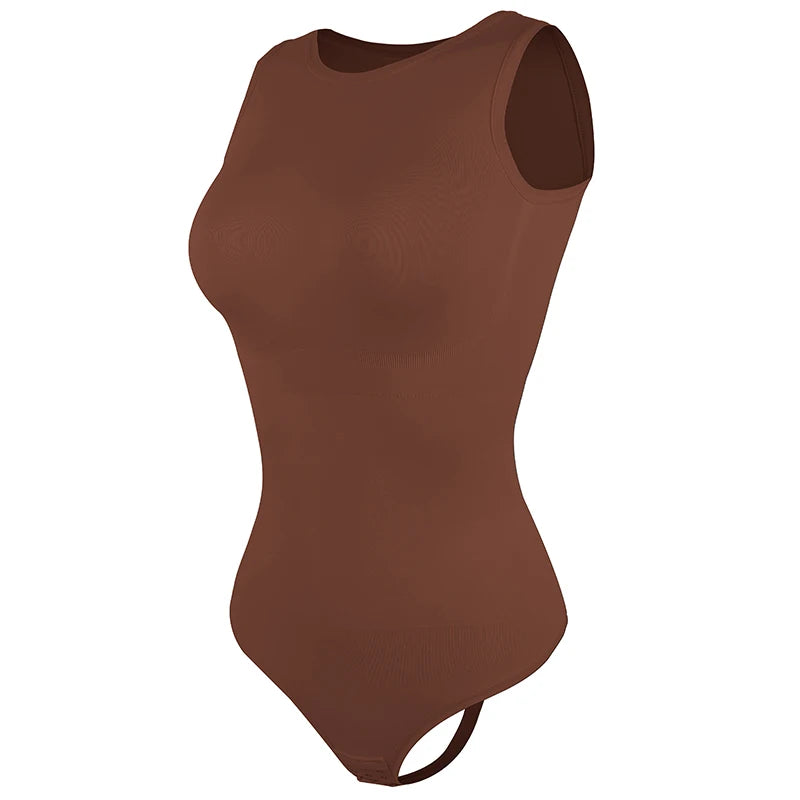 Women's brown shapewear bodysuit tank