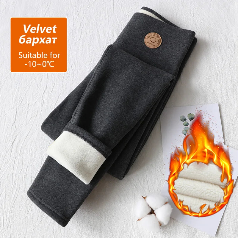 Women's velvet darkgray winter leggings