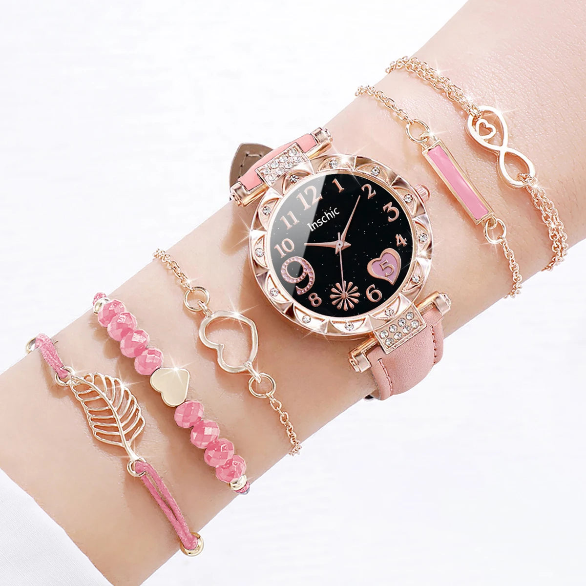Heart watch and leaf bracelet set - view 5
