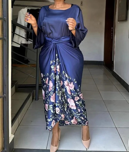 Women's blue african print 2 piece set