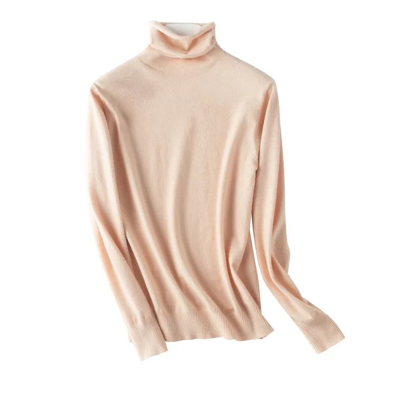 Women's apricot turtleneck sweater