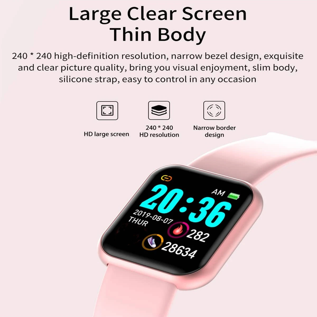 Square fitness tracker smart watch - view 6