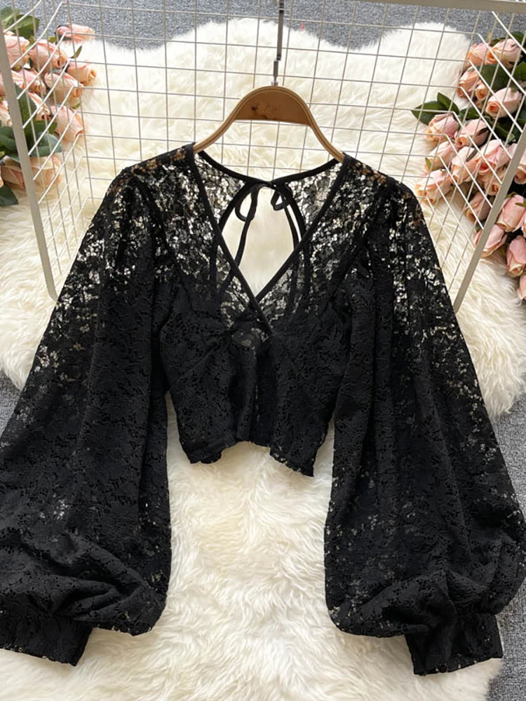 Alternate view: Women's lace puff blouse