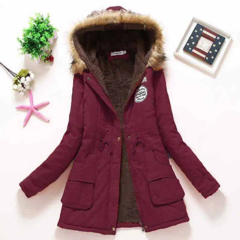 Women's wine red winter jackets & coats