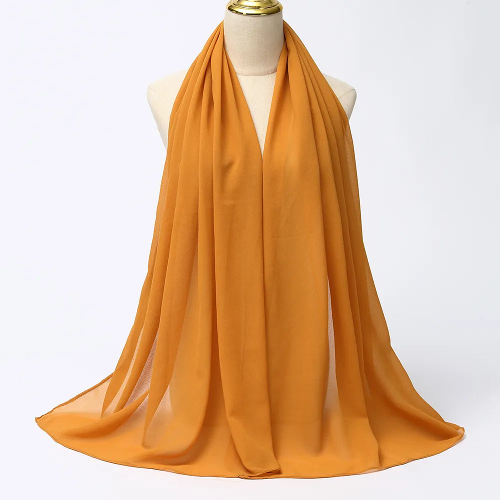 Women's gardenia yellow chiffon hijab scarf