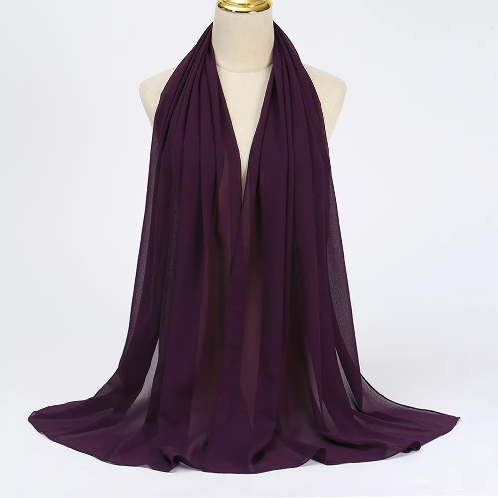 Women's dark purple chiffon hijab scarf