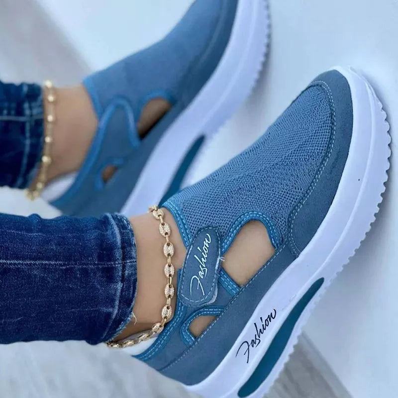 Women's blue canvas sneakers