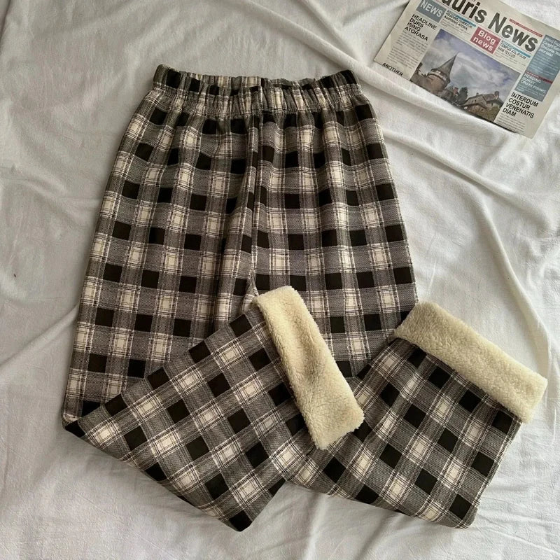 Women's plaid plush pants