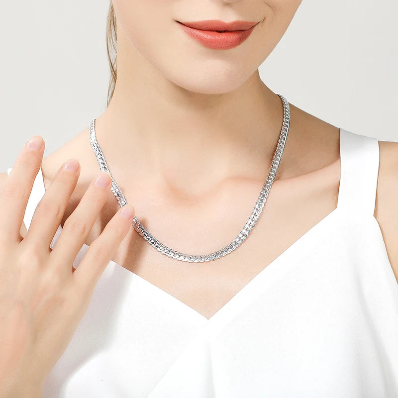 Unisex 925 sterling silver link chain necklace