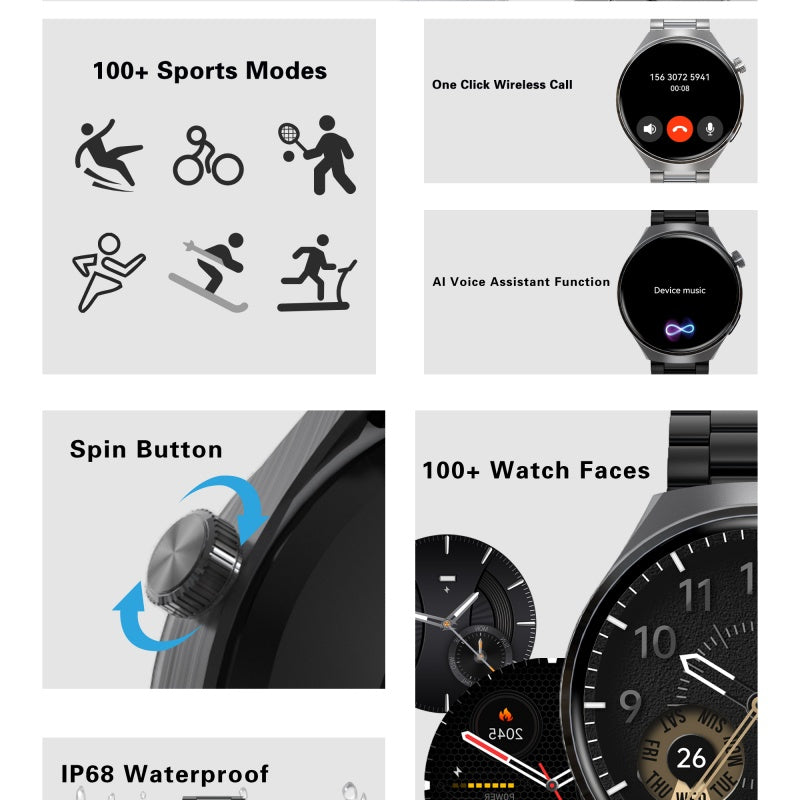 Round smart watch with Bluetooth calls and heart rate - view 8