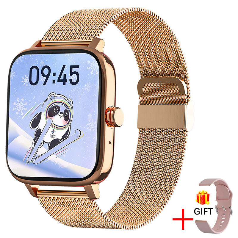 Women's mesh belt rose color smart watch