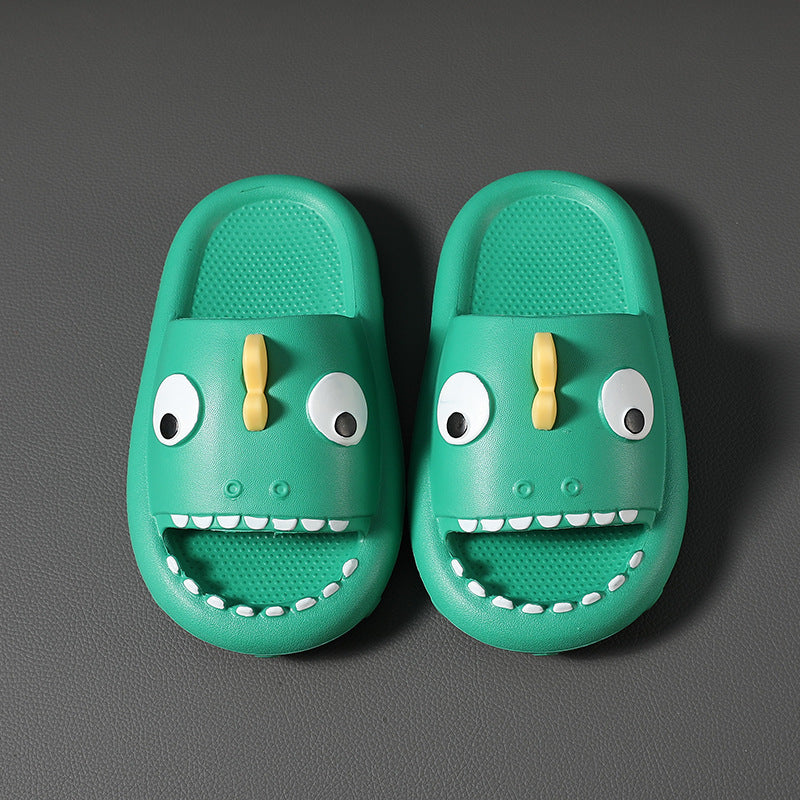 Boys green shark slippers