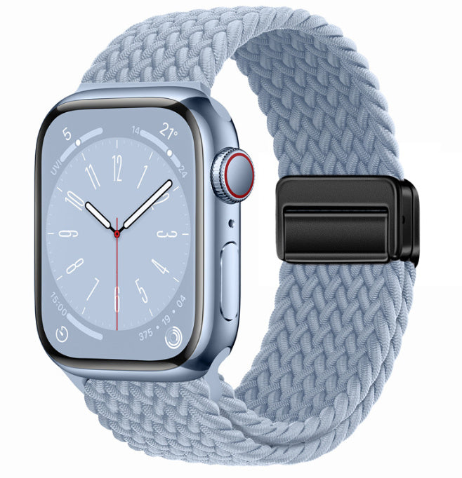 Unisex rock blue black button woven loop watch band