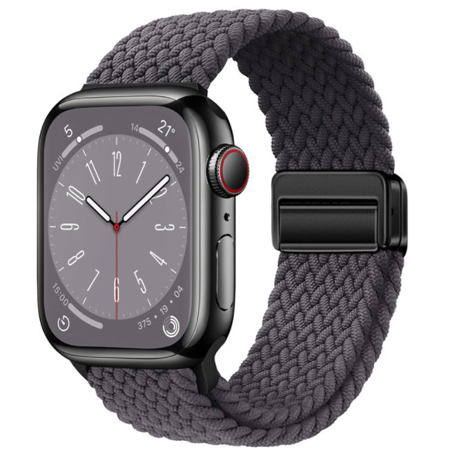 Unisex space grey black button woven loop watch band
