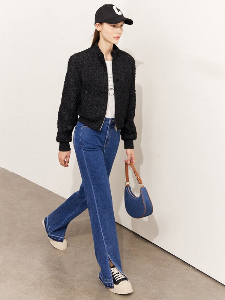Women's tweed zipper jacket