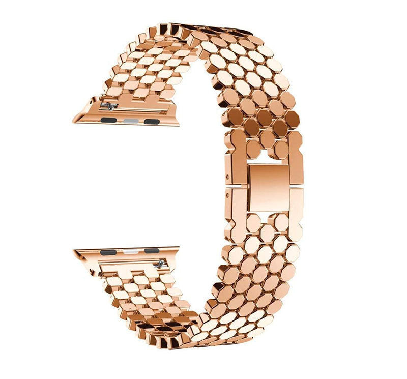 Unisex rose gold honeycomb watch strap