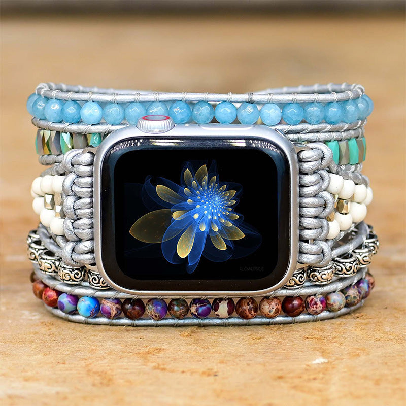 Alternate view: Unisex stone bead woven watch