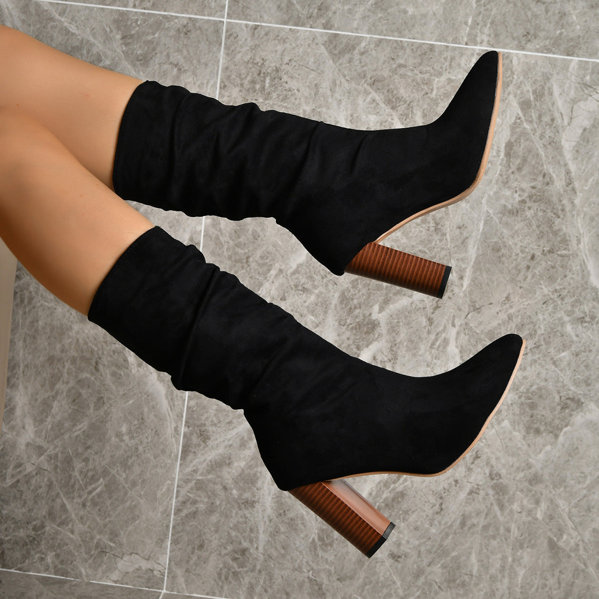 Women's black pointed toe boots
