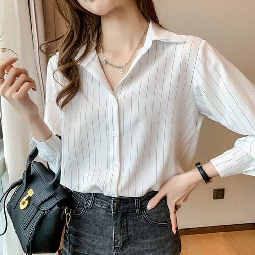 Women's white long sleeve blouses