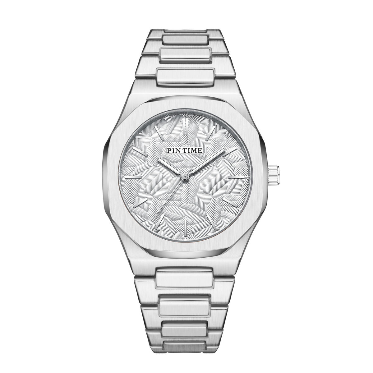 Men's palm leaf embossed watch