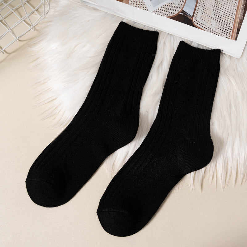 Women's black double needle socks