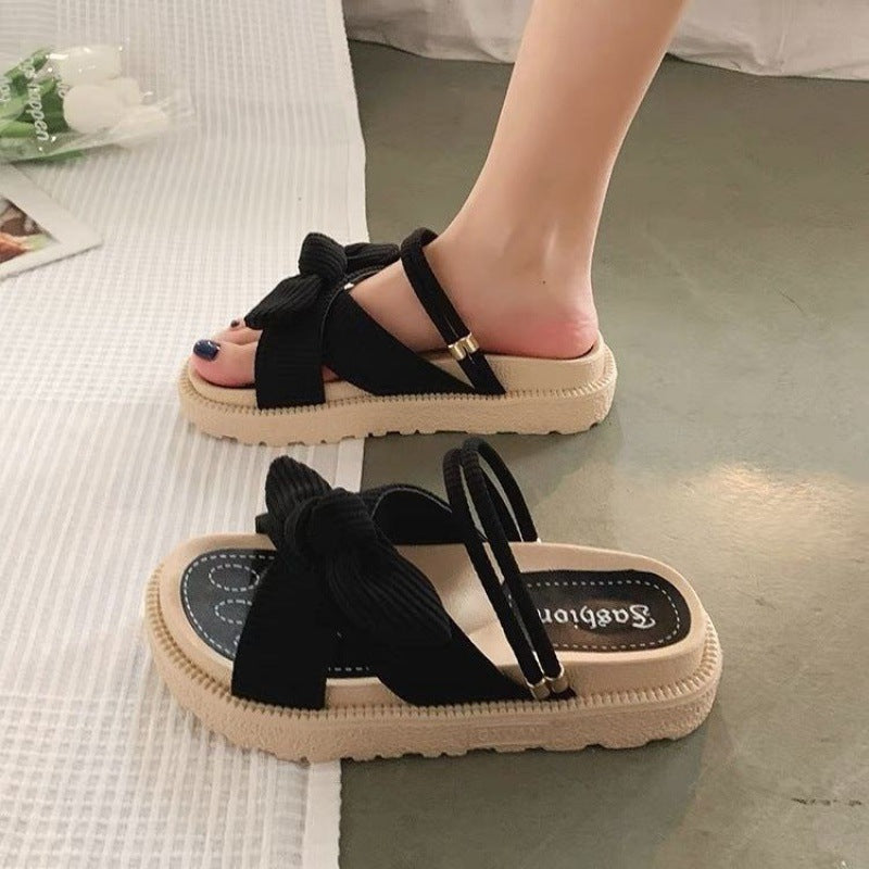 Women's black two way sandals
