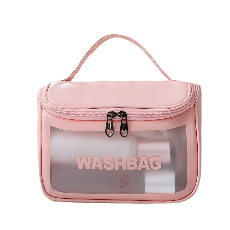 Unisex semicircle pink portable wash bag