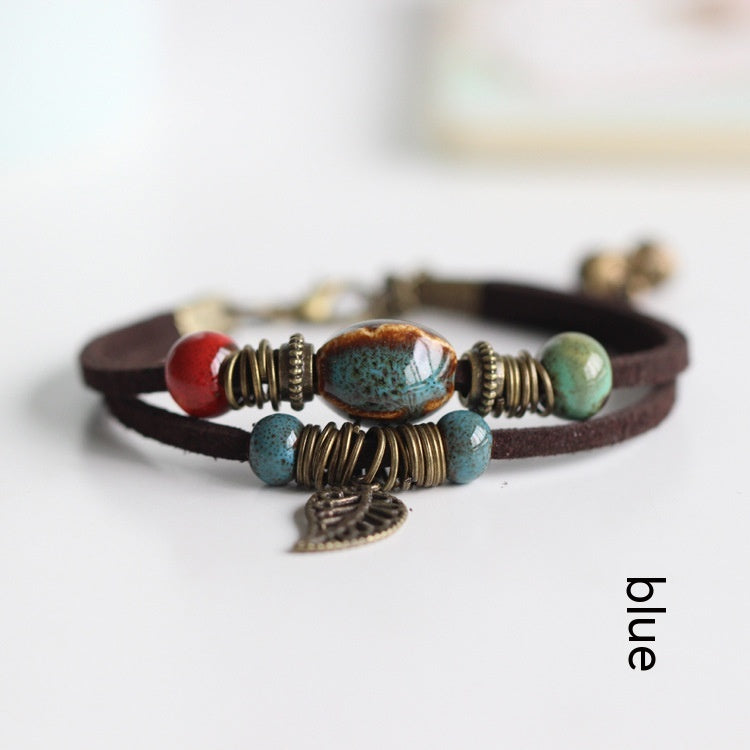 Women's blue woven ceramic bracelet