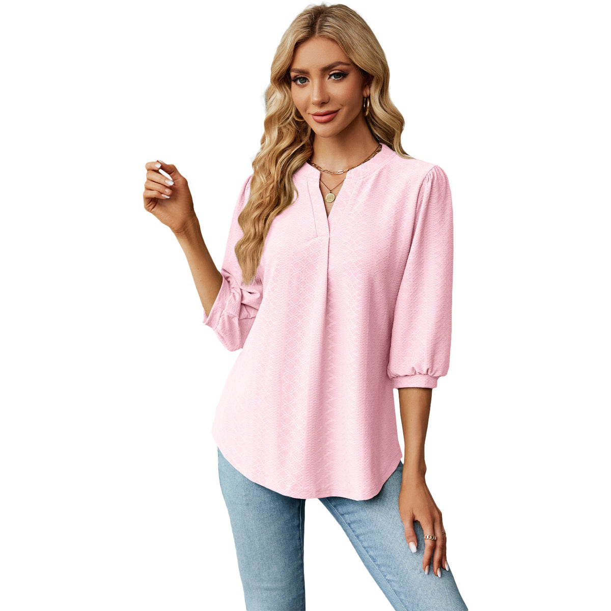Women's light pink loose shirt