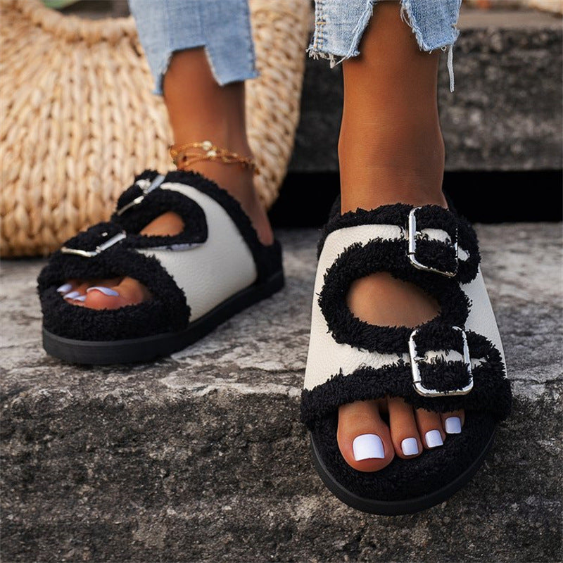 Women's black slippers