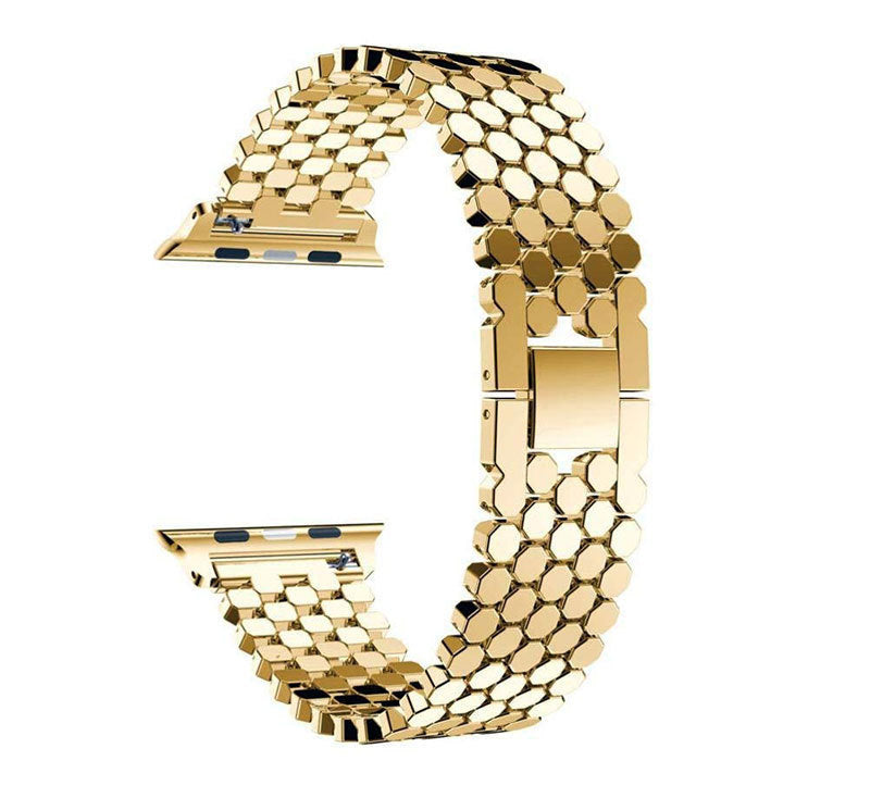 Unisex gold honeycomb watch strap