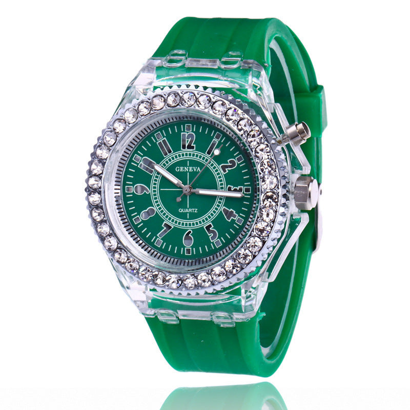 Women's green LED luminous watch