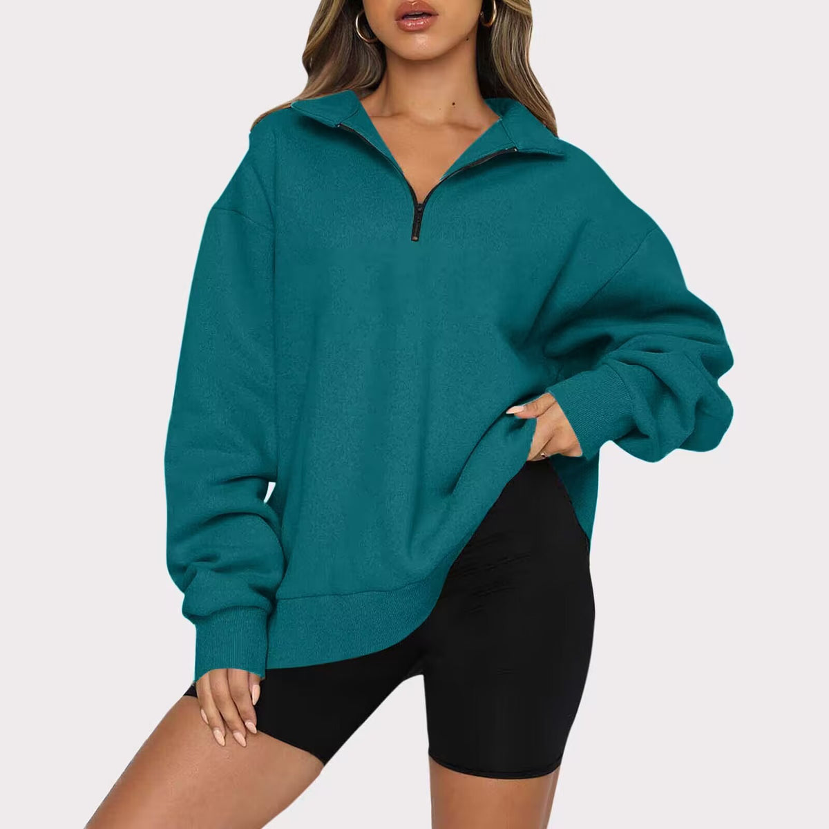 Women's ocean green zip sweatshirt