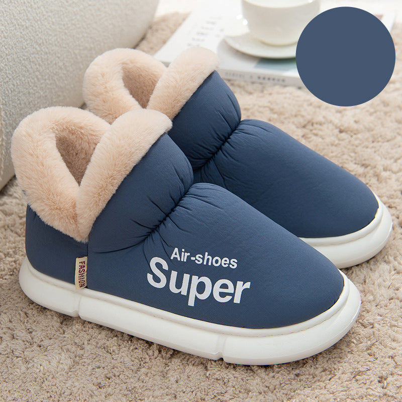 Women's navy blue plush fleece slippers