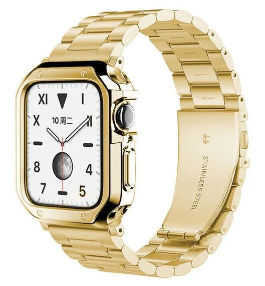 Stainless steel link watch band with bumper case - view 6