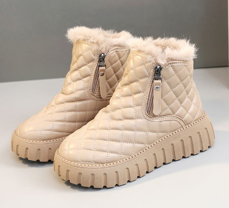 Women's khaki boots round toe