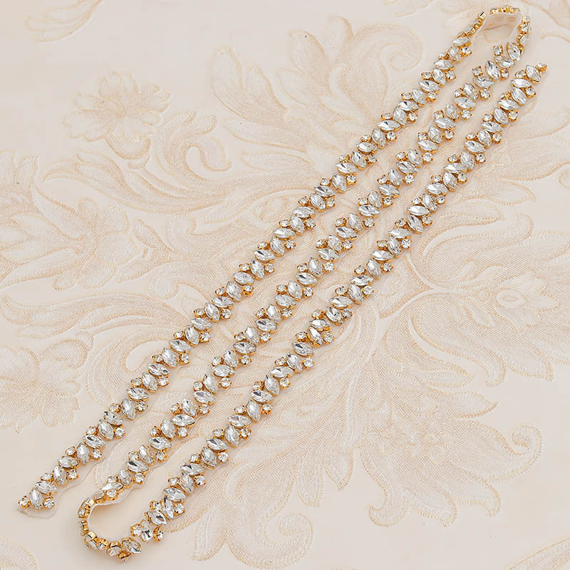Women's gold rhinestone bridal belt