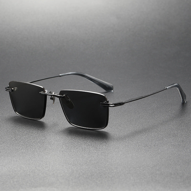 Women's black frame black gray titanium sunglasses