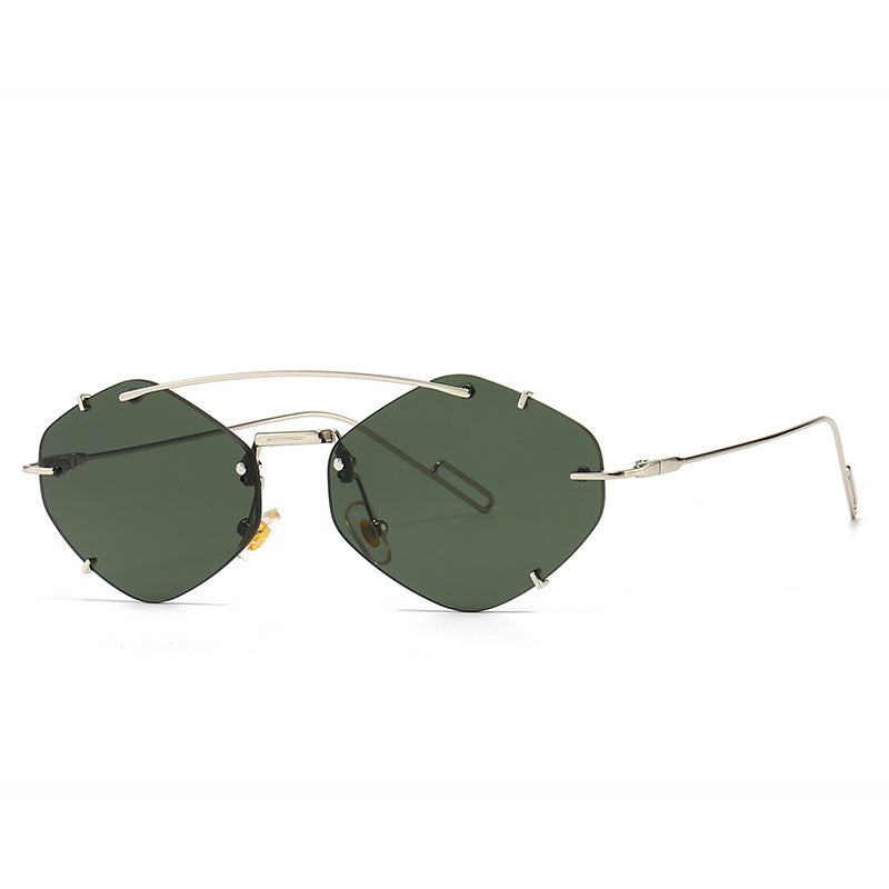 Women's dark green frameless sunglasses