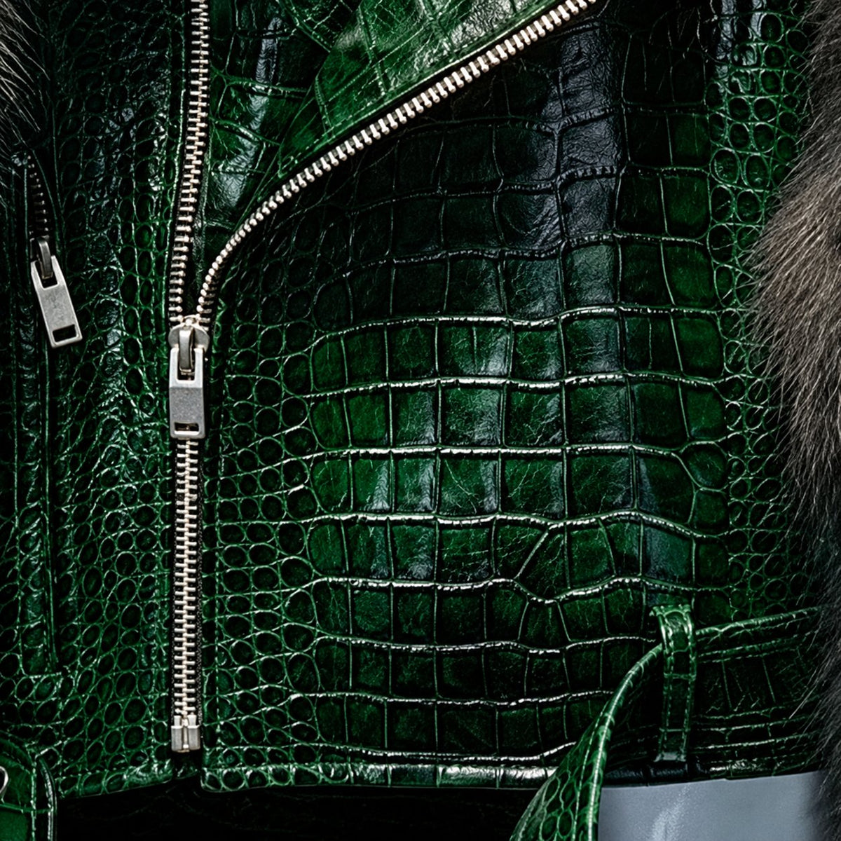 Women's olive green leather jacket