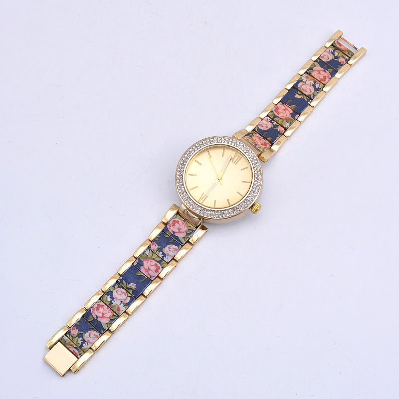 Printed dial rhinestone watch for women - view 2