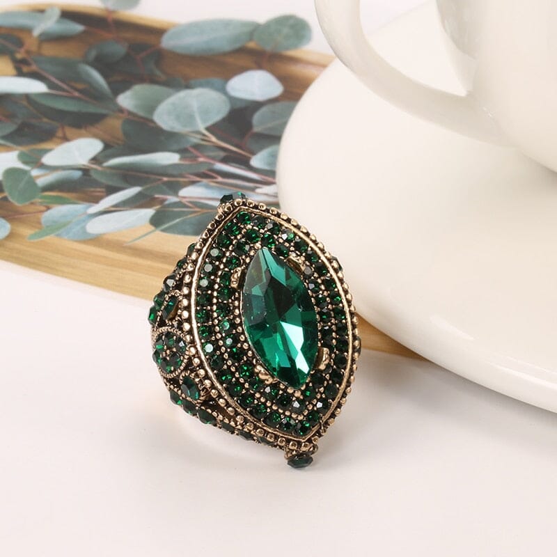 Alternate view: Women's green crystal ring