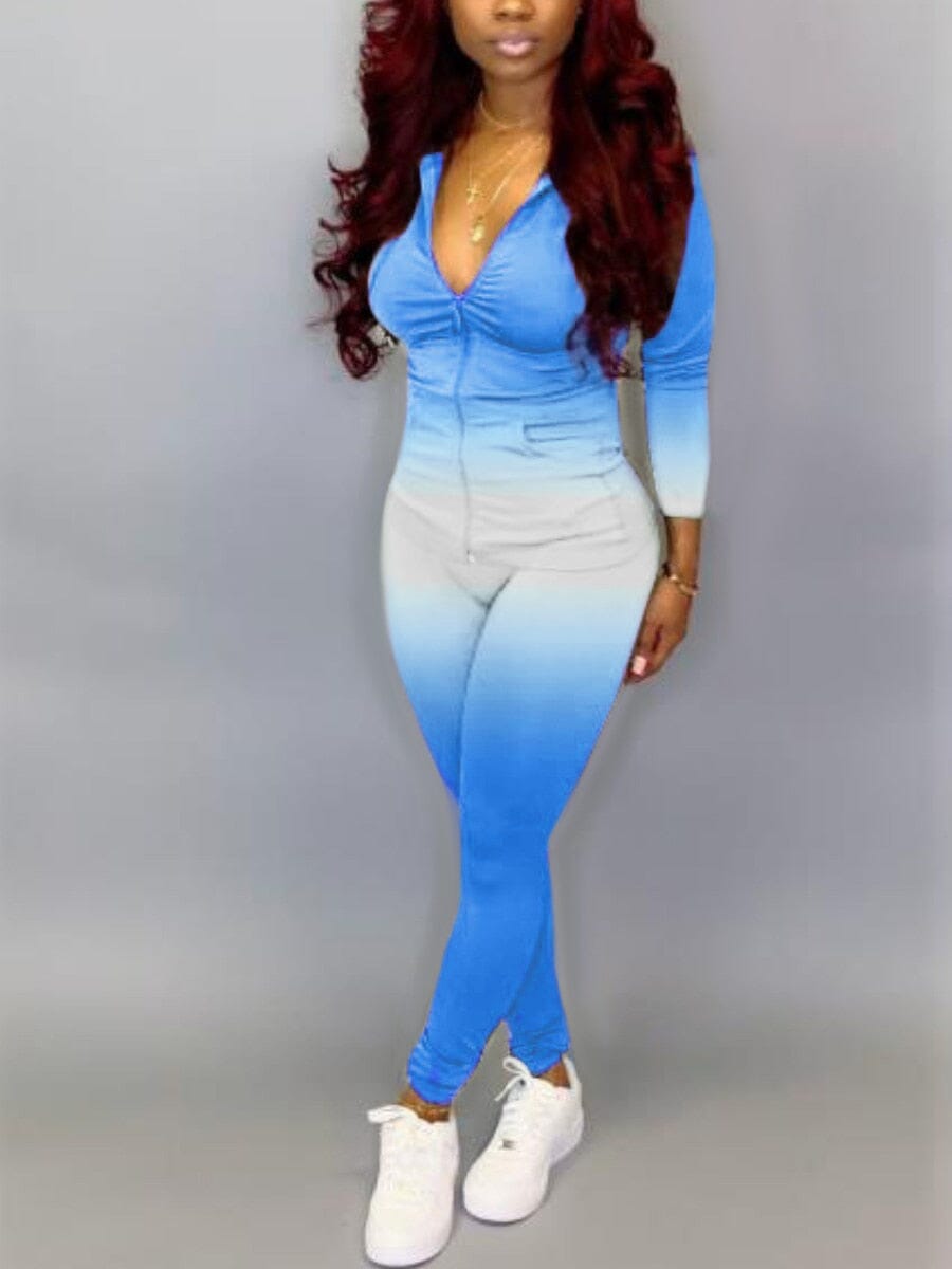Women's baby blue hooded tracksuit