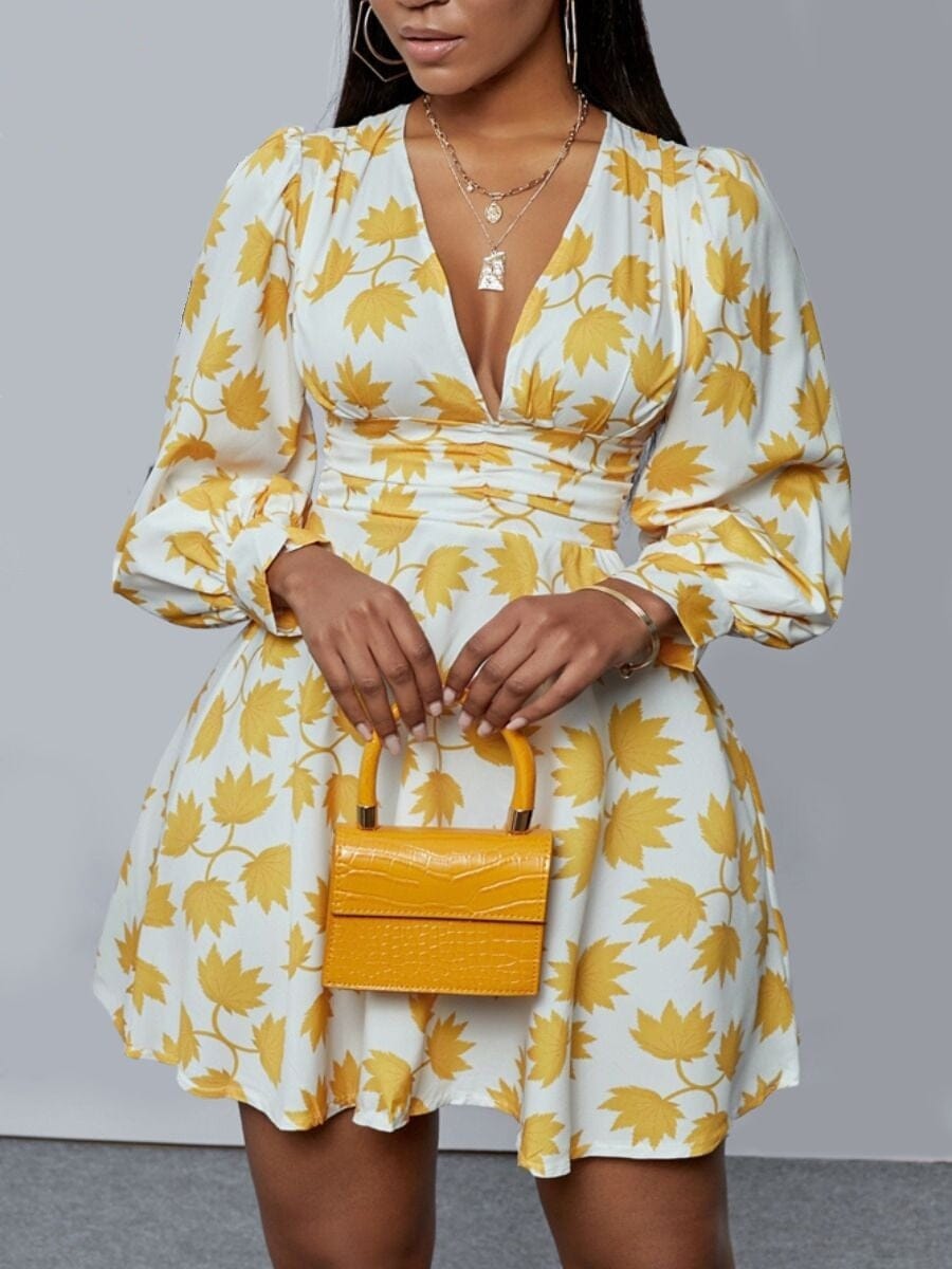Women's maple leaf print dress