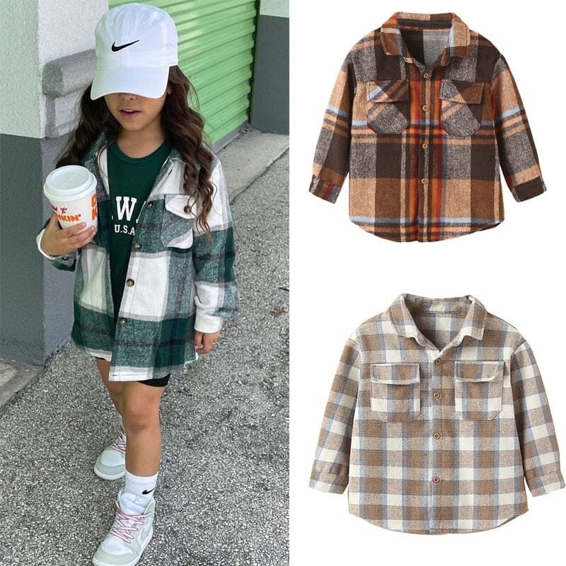 Girls plaid collar jacket