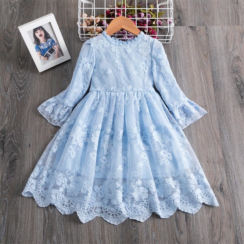 Girls blue princess wedding dress