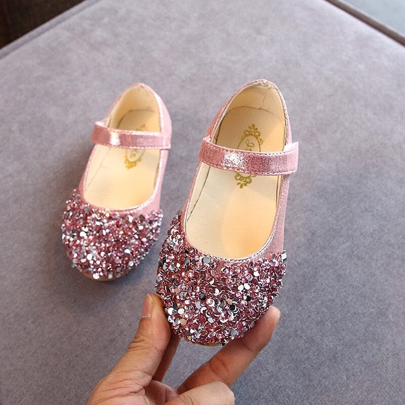 Girls pink glitter princess shoes
